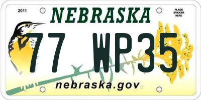 NE license plate 77WP35