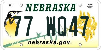 NE license plate 77WQ47