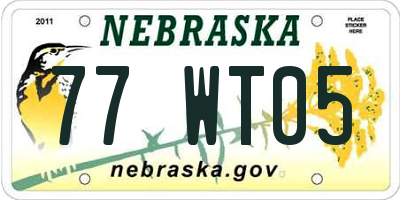 NE license plate 77WT05