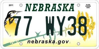 NE license plate 77WY38