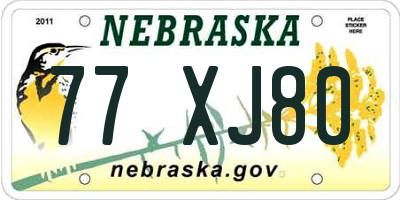 NE license plate 77XJ80