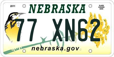 NE license plate 77XN62