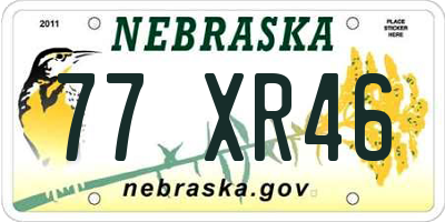 NE license plate 77XR46