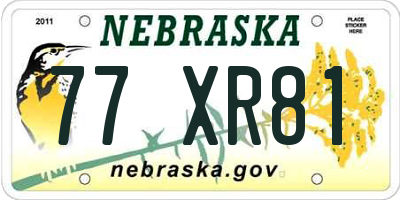 NE license plate 77XR81