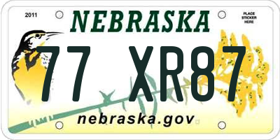 NE license plate 77XR87