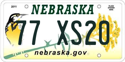 NE license plate 77XS20