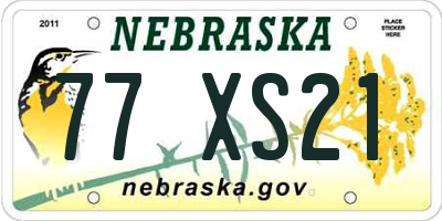 NE license plate 77XS21
