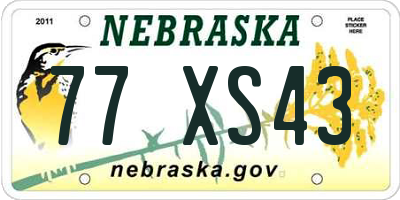 NE license plate 77XS43