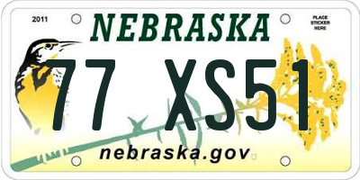 NE license plate 77XS51