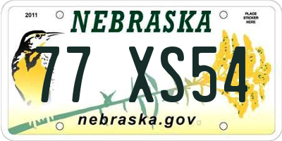 NE license plate 77XS54