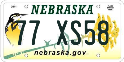 NE license plate 77XS58