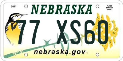 NE license plate 77XS60