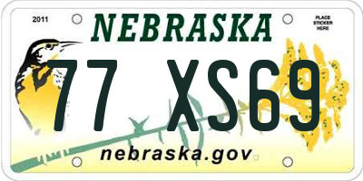 NE license plate 77XS69