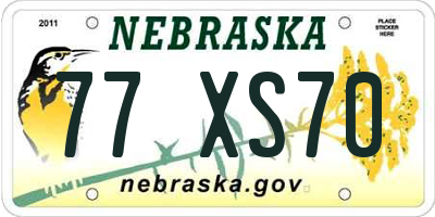 NE license plate 77XS70