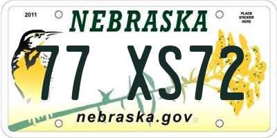 NE license plate 77XS72