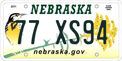 NE license plate 77XS94