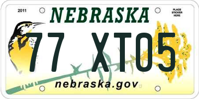 NE license plate 77XT05