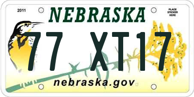 NE license plate 77XT17