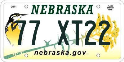 NE license plate 77XT22