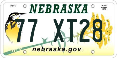 NE license plate 77XT28
