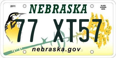 NE license plate 77XT57