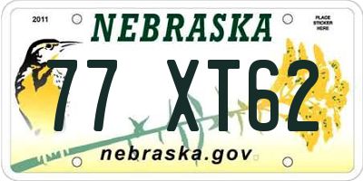 NE license plate 77XT62