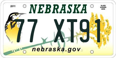 NE license plate 77XT91