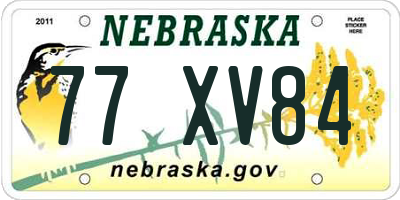 NE license plate 77XV84