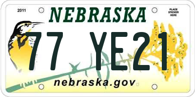 NE license plate 77YE21