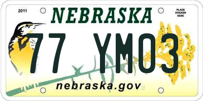 NE license plate 77YM03