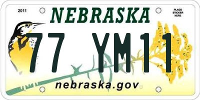 NE license plate 77YM11