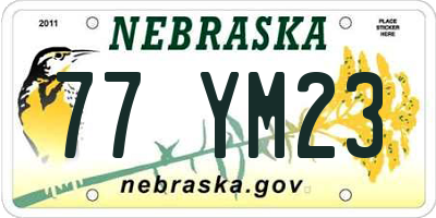 NE license plate 77YM23