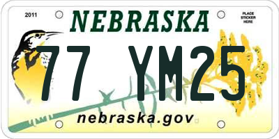 NE license plate 77YM25