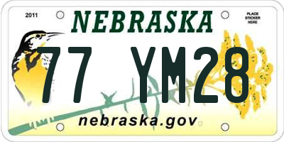 NE license plate 77YM28
