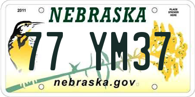 NE license plate 77YM37