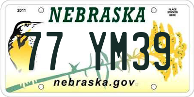 NE license plate 77YM39