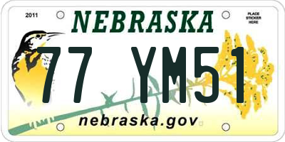 NE license plate 77YM51