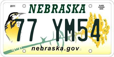 NE license plate 77YM54