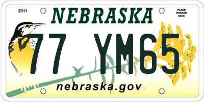NE license plate 77YM65