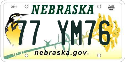 NE license plate 77YM76