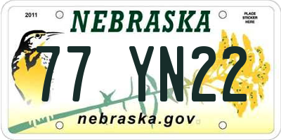 NE license plate 77YN22