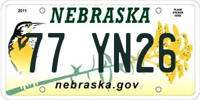 NE license plate 77YN26