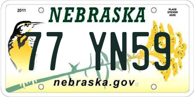 NE license plate 77YN59