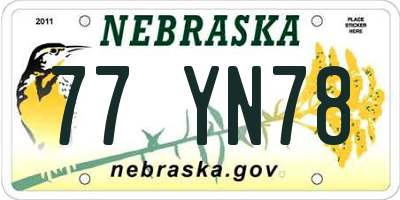 NE license plate 77YN78