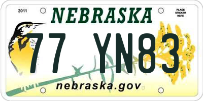 NE license plate 77YN83
