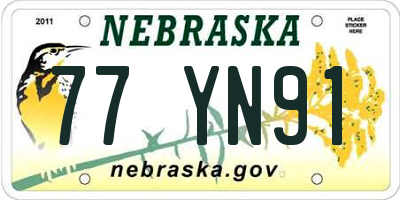 NE license plate 77YN91