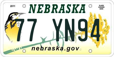 NE license plate 77YN94