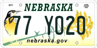 NE license plate 77YO20