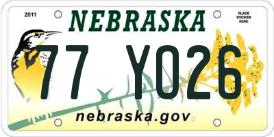 NE license plate 77YO26