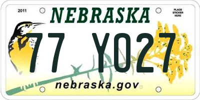 NE license plate 77YO27